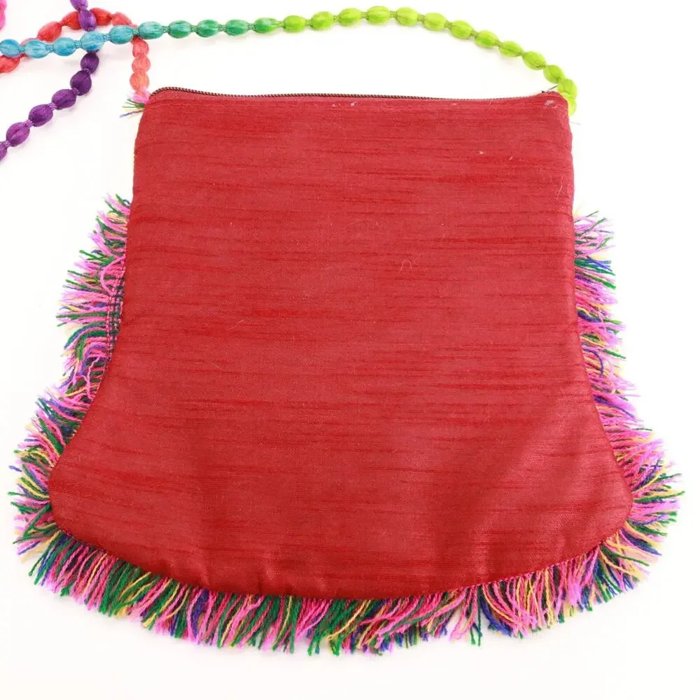 Boho Elephant Crossbody Handbag Women S Multicolored Pom Pom Purse Pouch Bag